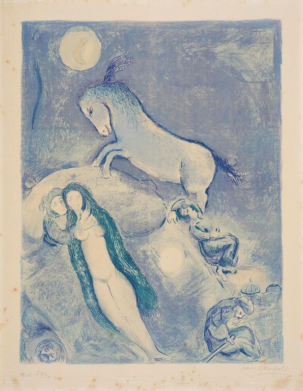 Marc Chagall, "He Went Up to the Couch and Found a Young Lady Asleep..", from: Four Tales from the Arabian Nights.