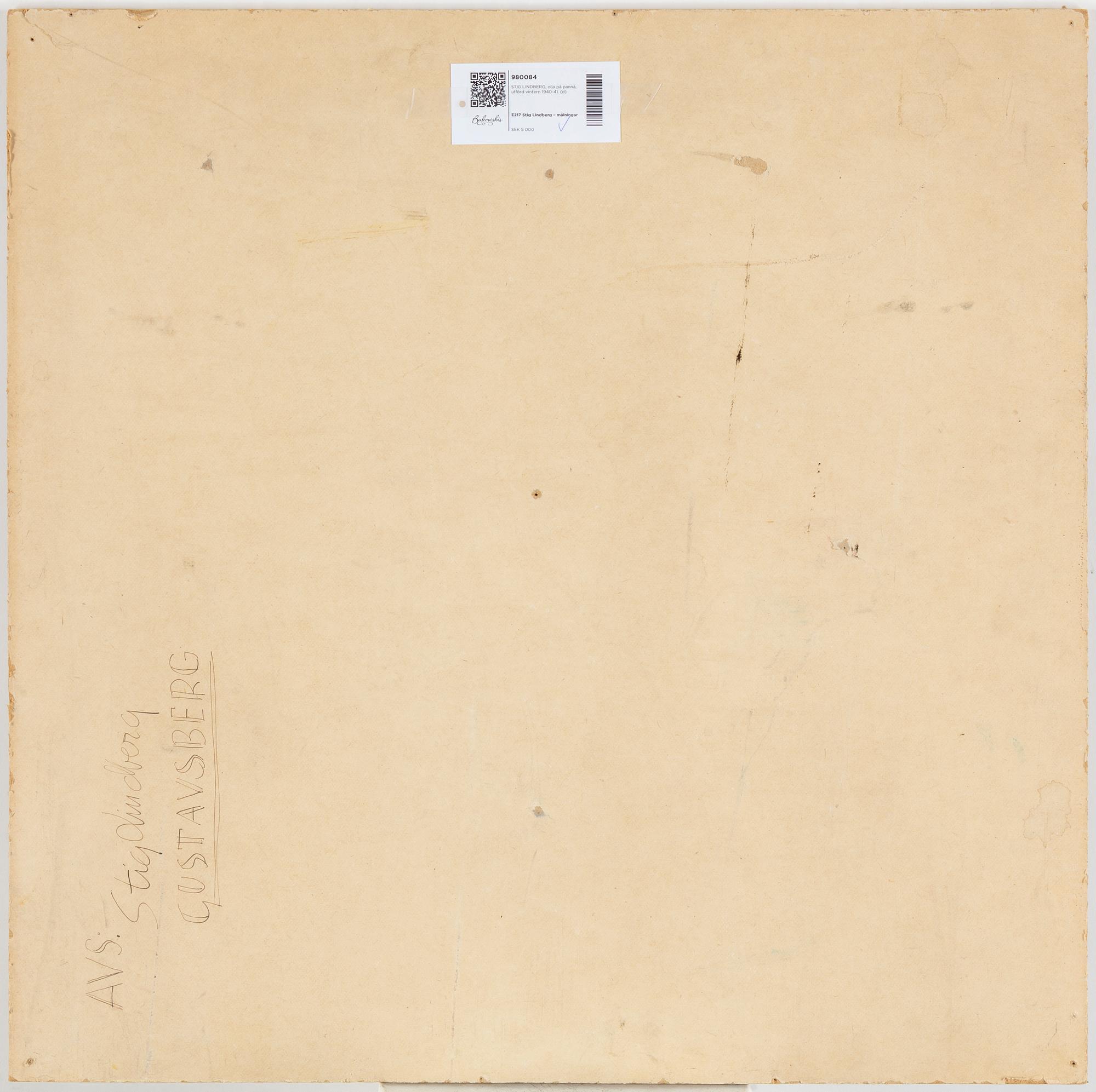 STIG LINDBERG, oil on panel, painted during the winter of 1940-41.