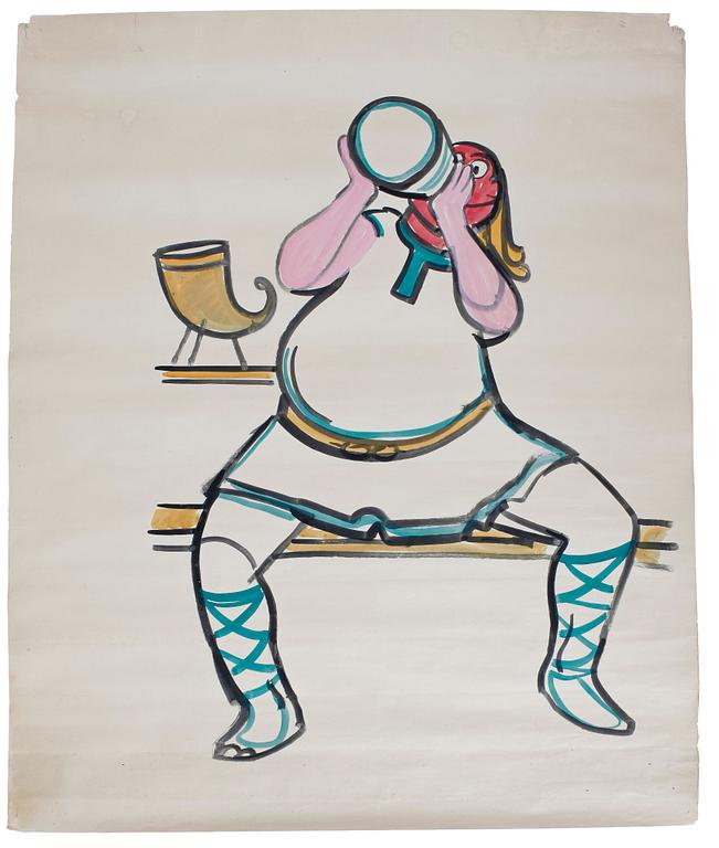 CARL KYLBERG, akvarell. A tergo påskrift i blyerts.