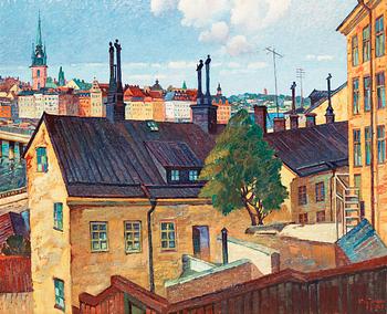 141. Stig Jonzon, "Utsikt ifrån Maria Trappgränd, Stockholm" (View from Maria Trappgränd, Stockholm).