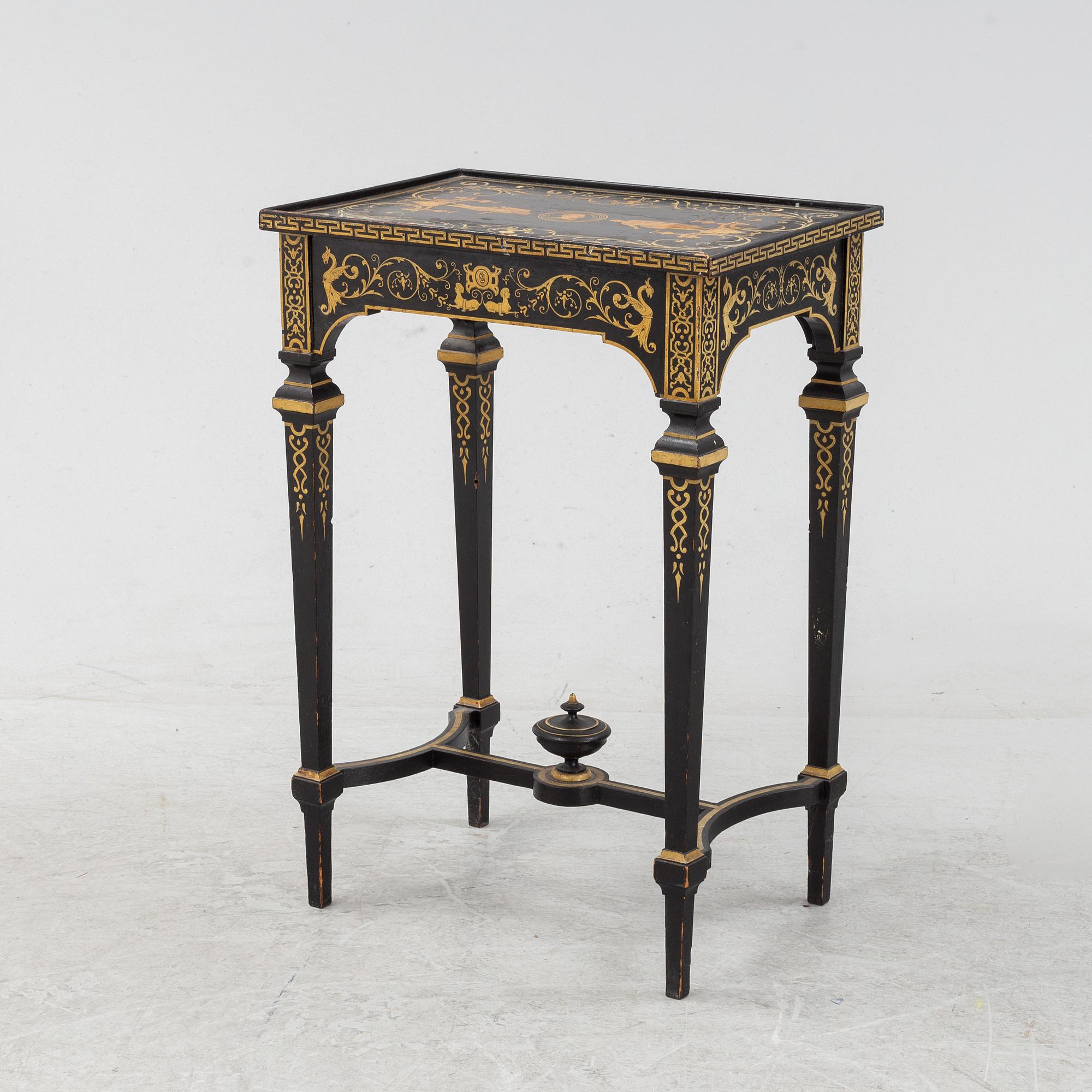 Bord med skrin, Ersbach und Hausness Blechwarenfabrik, Dresden, 1880-tal.