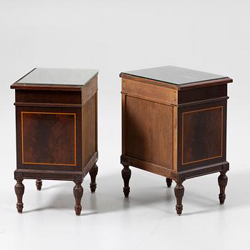 Bedside tables, a pair, first half of the 20th century.