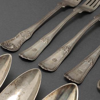 28 pcs of silverware, 19th century.