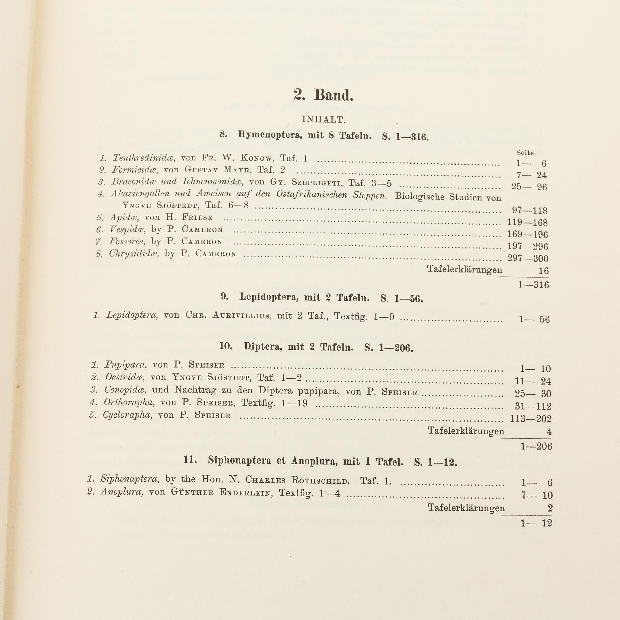 Yngve Sjöstedt, Zoologische Kilimandjaro-Meru Expedition 1905-1906, 3 volumes, P.Palmqvists Aktiebolag Stockholm, 1910.