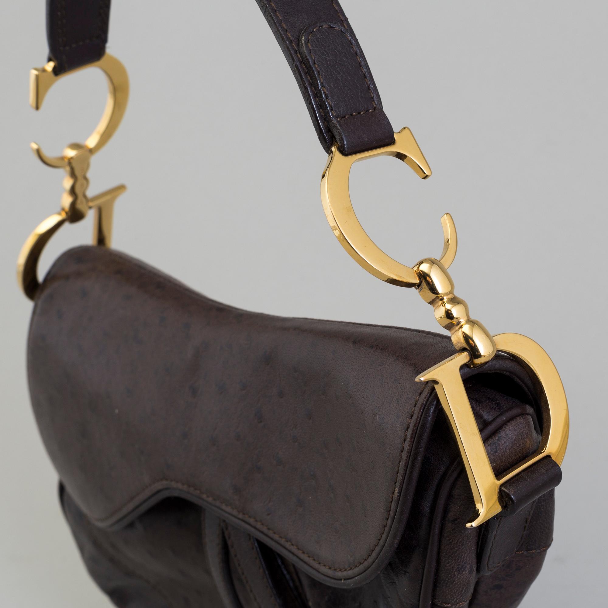 CHRISTIAN DIOR, a ostrich leather 'Sadle bag' handbag.