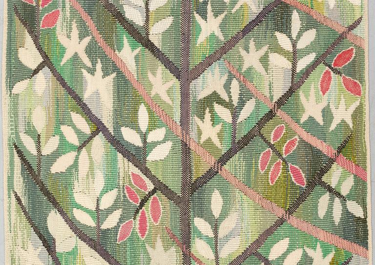 Barbro Nilsson, a textile, "Grön kvist", tapestry weave, ca 210-212 x 59-60,5 cm, signed AB MMF BN.