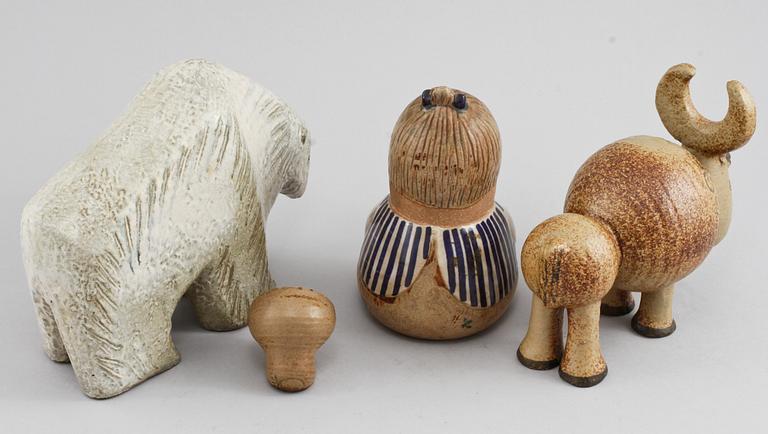 FIGURINER, 4 st, stengods, Lisa Larson, Gustavsberg, 1900-talets andra hälft.