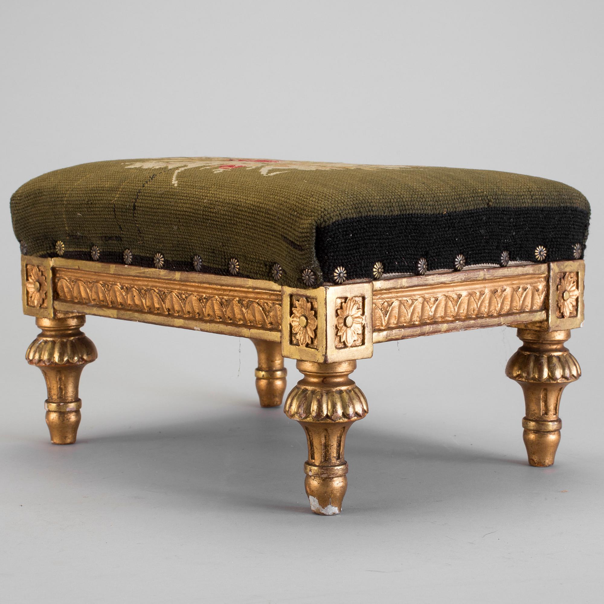A gilded gustavian footstool late 18th century.