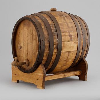 A wooden keg, made in the 20th century.