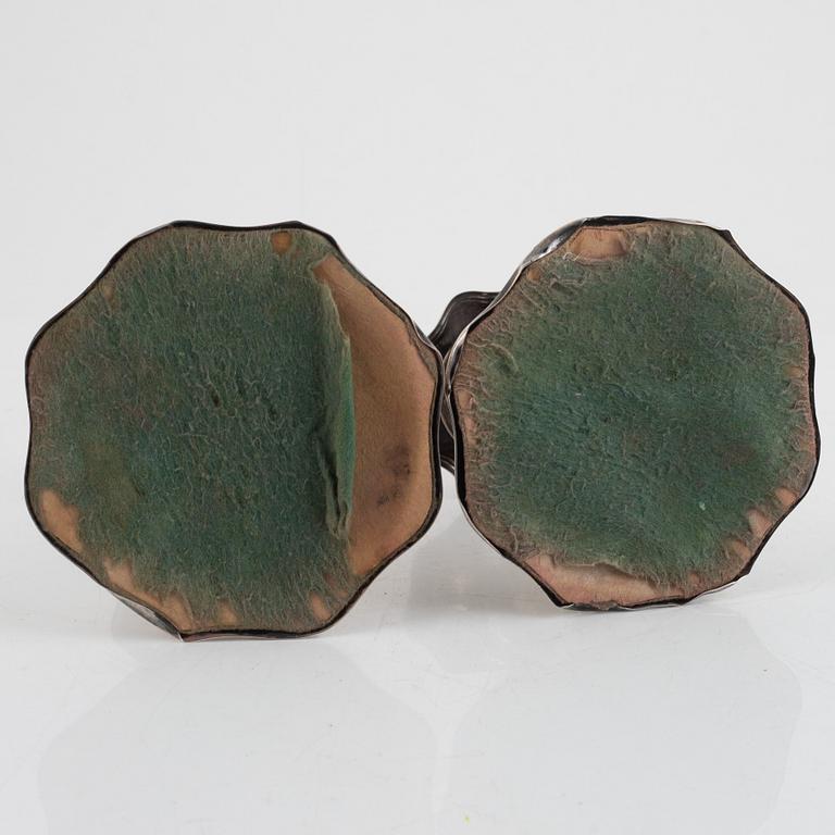 Candlesticks, a pair, silver, CG Hallberg, Stockholm, 1938.