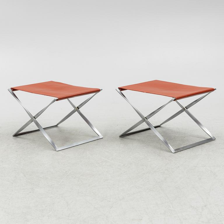 Poul Kjaerholm, stools, a pair, "PK 91", Fritz Hansen, Denmark.