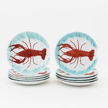 10 crayfish plates, porcelain, Göteborgs porslinfabrik, 1900-tal.