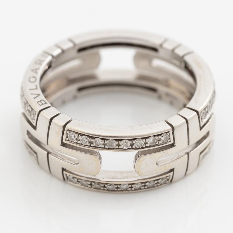 Bulgari ring 18K white gold with round brilliant-cut diamonds "Parentesi".