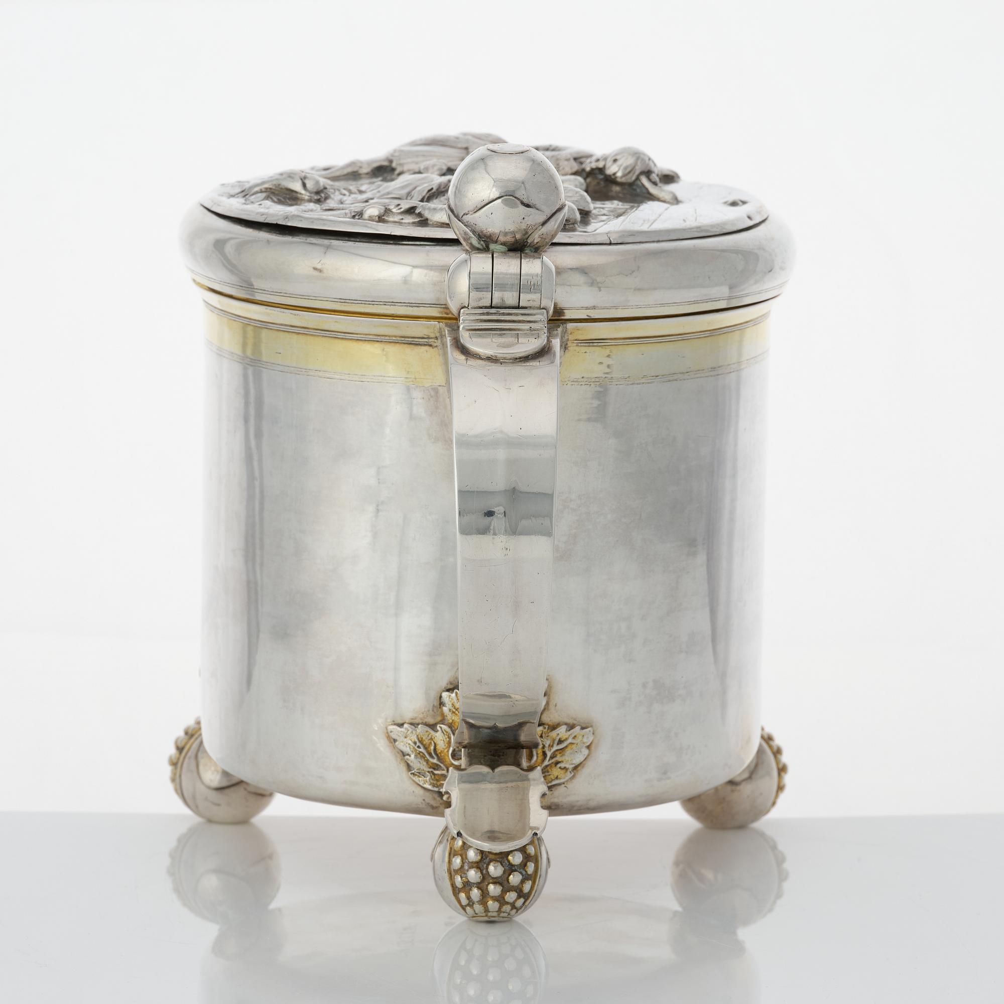 Hans Richter, dryckeskanna, silver, Stockholm (1661-1695 (1711-), före 1689. Barock.