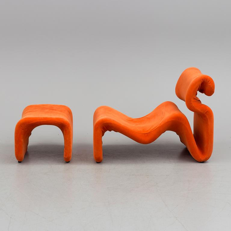 A lounge chair with ottoman, 'Etcetera', Jan Ekselius, J. O. Carlsson, Vetlanda, Sweden, 1970.