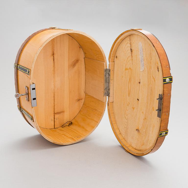 A sami handicraft / duodji 'Giisa'-coffin reportedly made in  Sorsele 1962.