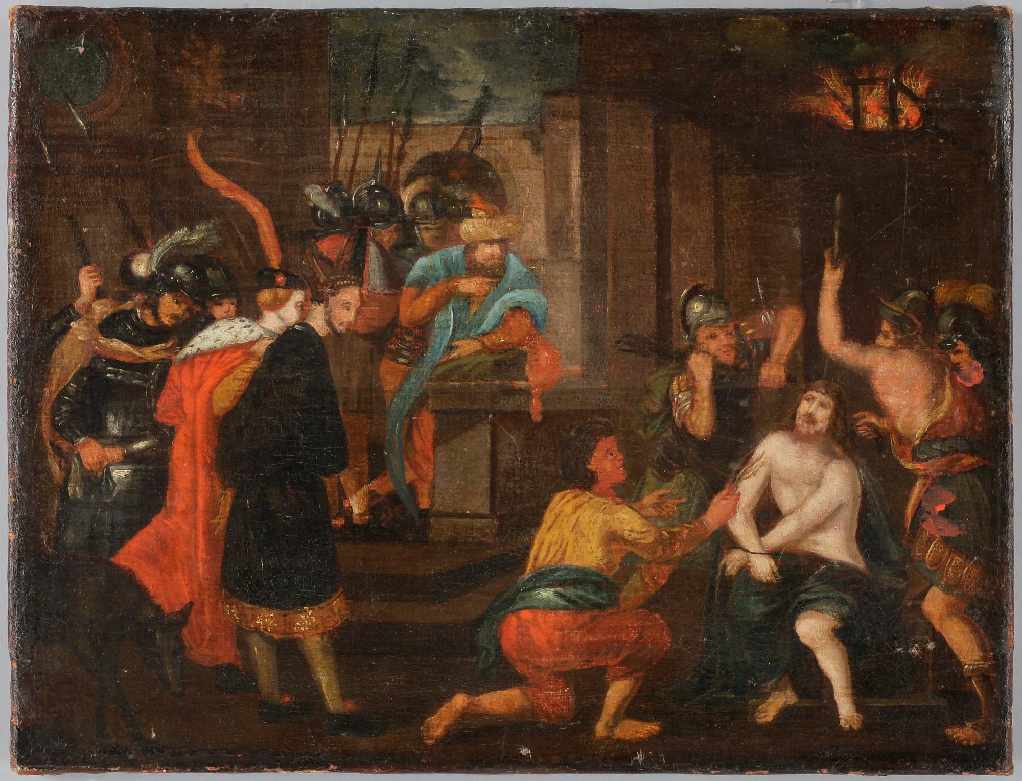 OKÄND KONSTNÄR, olja på uppfodrad duk, 1700/1800-tal.