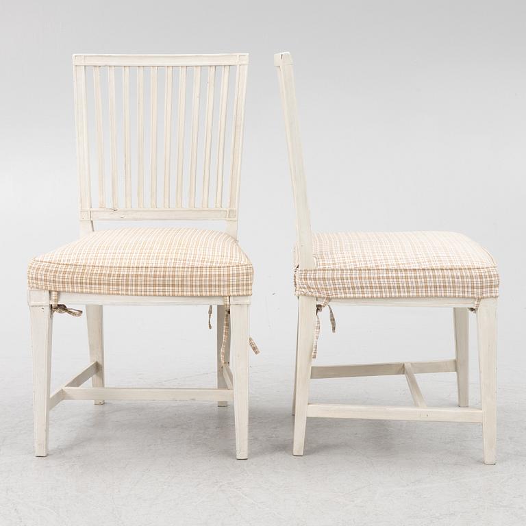 Five late Gustavian chairs, circa 1800.