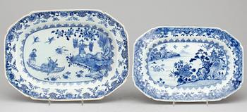 STEKFAT, två stycken, porslin, Kina, Qianlong, 1736-1795.