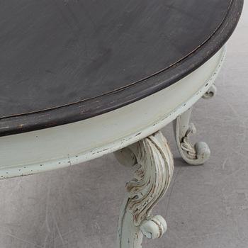 A painted table with carved legs, Härjedalen, second half of the 19th Century.