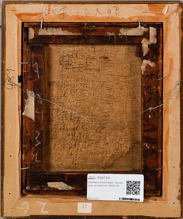 OKÄND KONSTNÄR, olja på duk, ej signerad, 1800-tal.