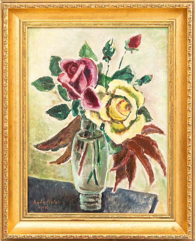 Agda Holst, oil on panel, signed and dated 1943.