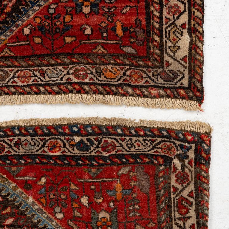 Mattor/framsidor till sadelväskor, ett par, Afshar, ca 52 x 75 cm vardera.