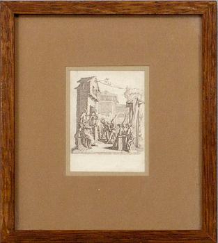 JACQUES CALLOT (FRANKRIKE), kopparstick, plåtsign., 5 st. 1600/1700 -tal.