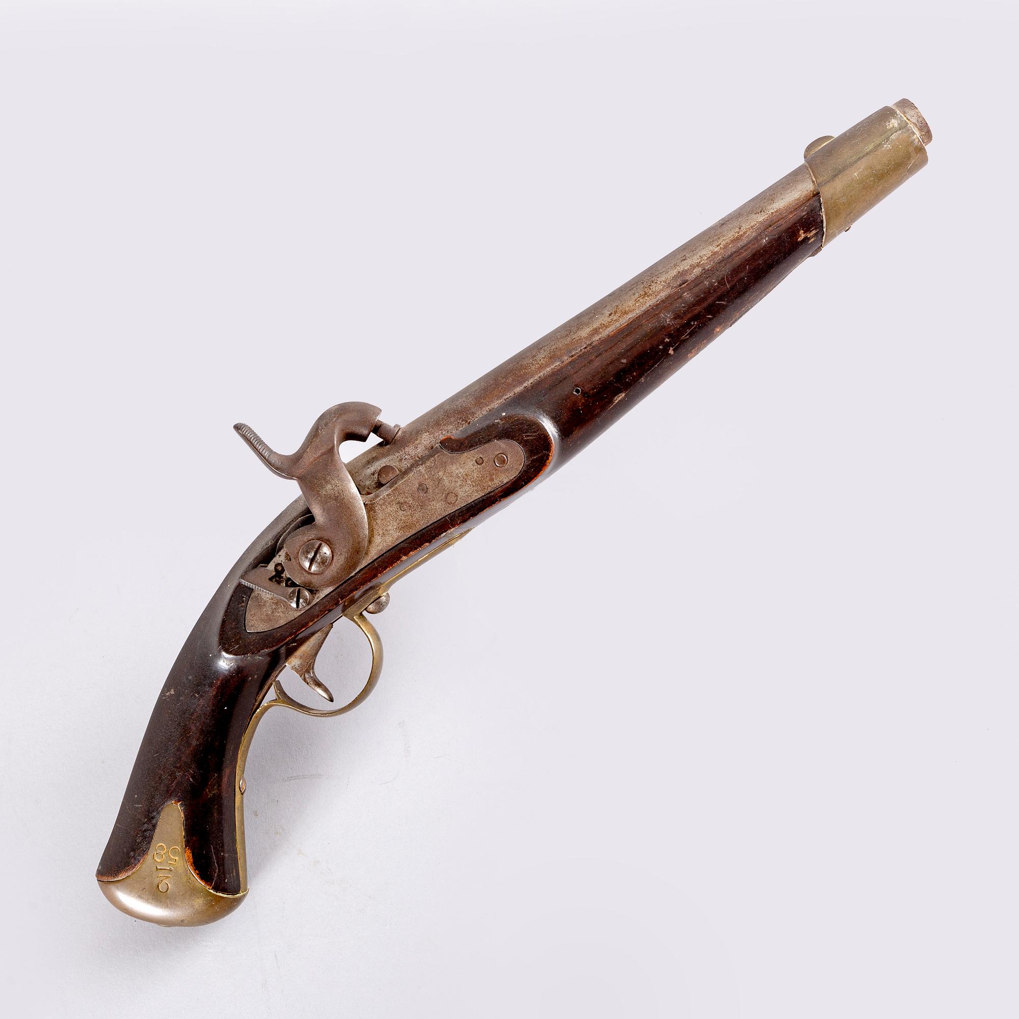 A Swedish cavalry percussion pistol, 1820-1849 pattern.
