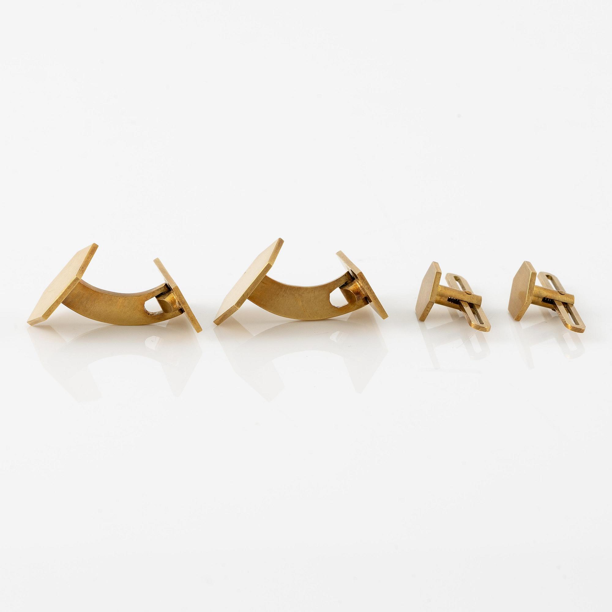 Wiwen Nilsson, a pair of cufflinks and a pair of shirt buttons, 18K gold, Lund 1959.