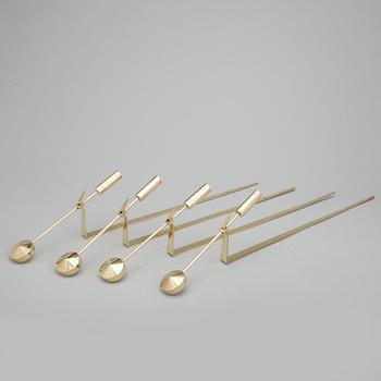 VÄGGLJUSSTAKAR, 4 st, mässing, Pierre Forssell, Skultuna.