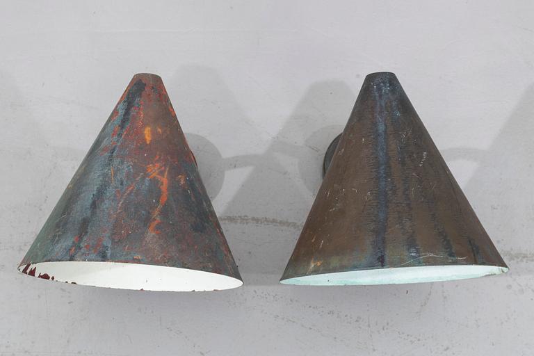 HANS-AGNE JAKOBSSON, Two "Tratten" Wall lamps, Markaryd, second half of the 20th century.