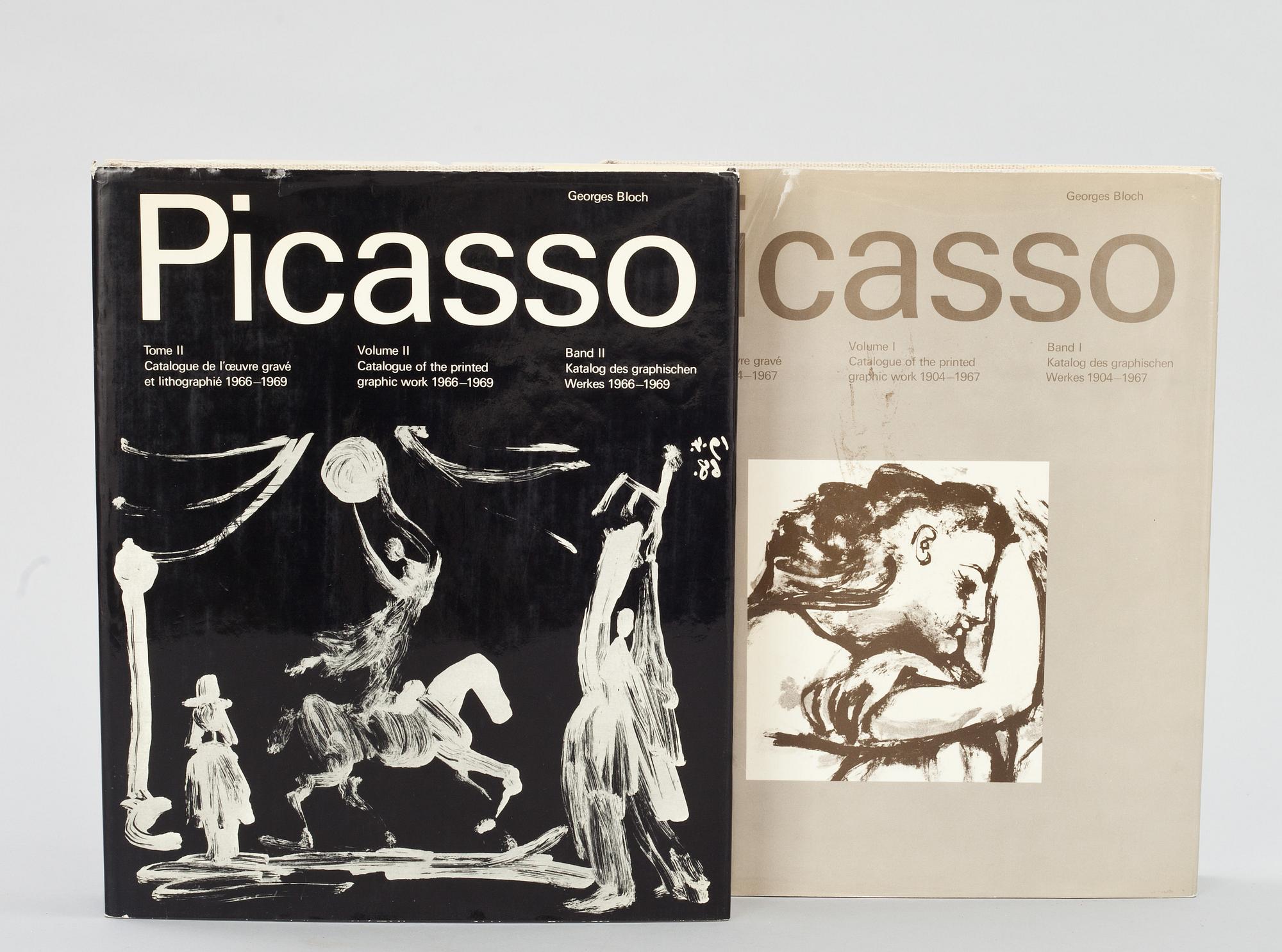BÖCKER, 2 vol. Picasso, band I-II 1904-1967 och 1966-1969. av Georges Bloch, Switzerland, 1971.