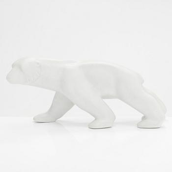 A standing polar bear sculpture in ceramics, Arabia Finland. 1960s.