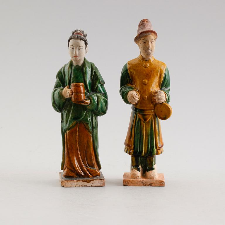 FIGURER, 1 par, lergods, Kina, 1800-/1900-tal.