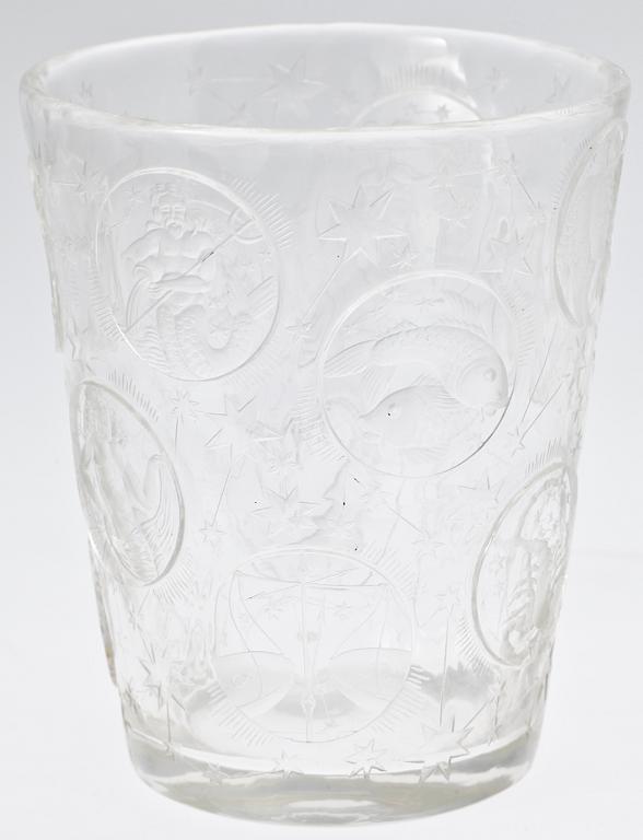 A Vera Lisková cut and engraved glass 'Zodiac Beaker', Kamenický Senov, circa 1947-48.