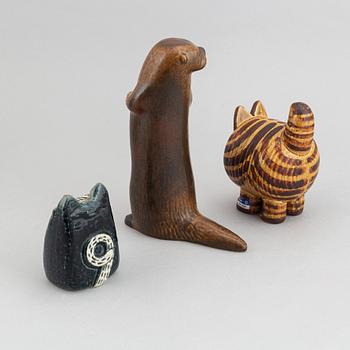 Lisa Larson, three stoneware figurines for Gustavsberg.