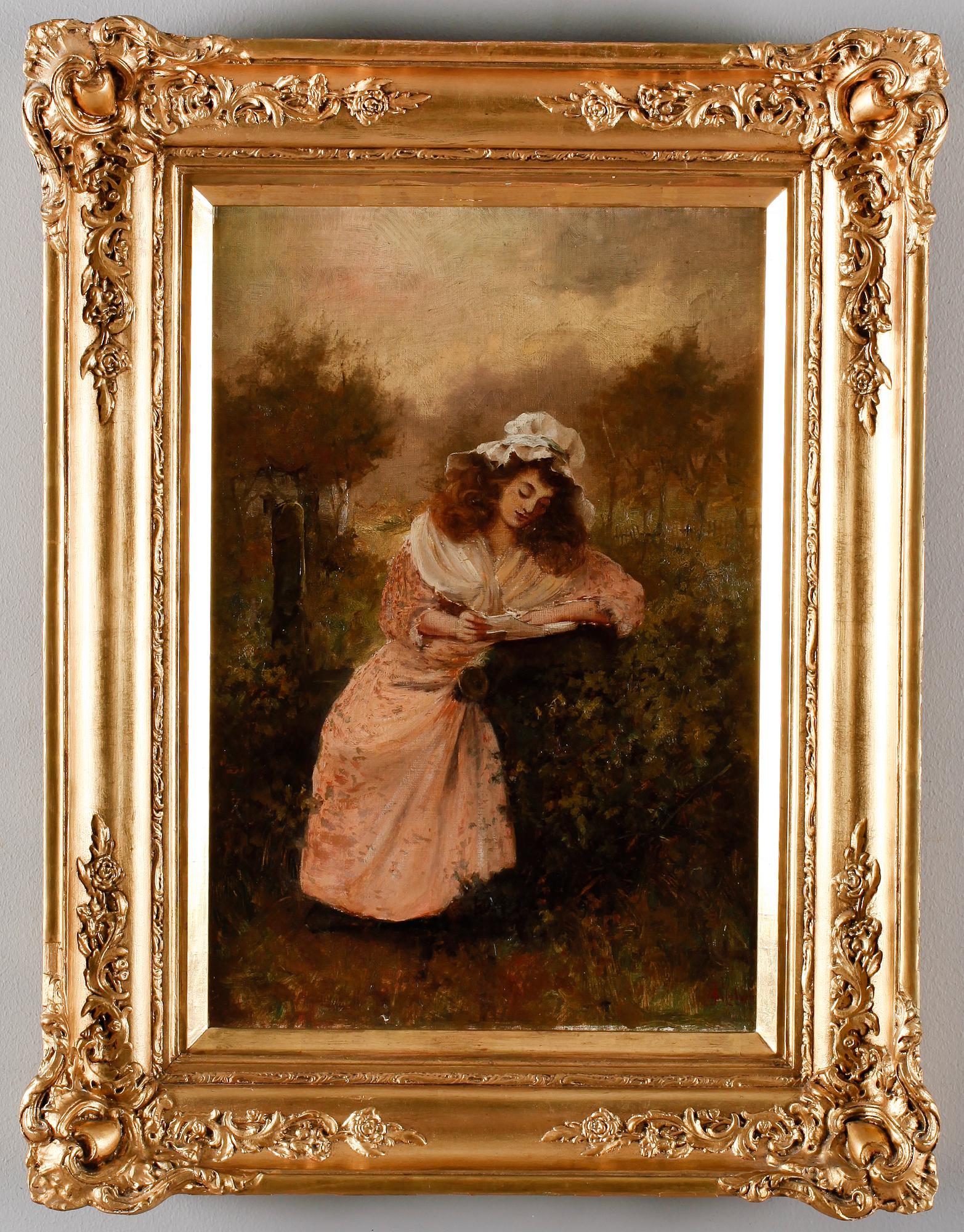 OKÄND KONSTNÄR, olja på duk, otydligt signerad, sannolikt England, 1800-tal.