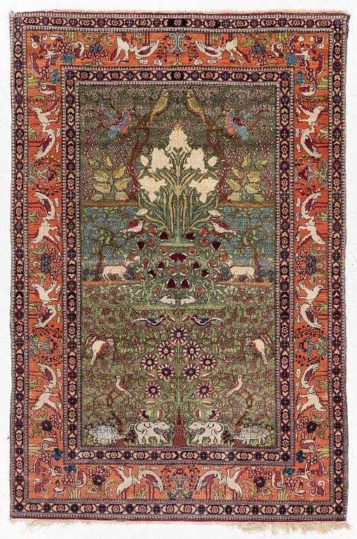 An antique Mobarekeh rug, central Persia, c. 230 x 130 cm.