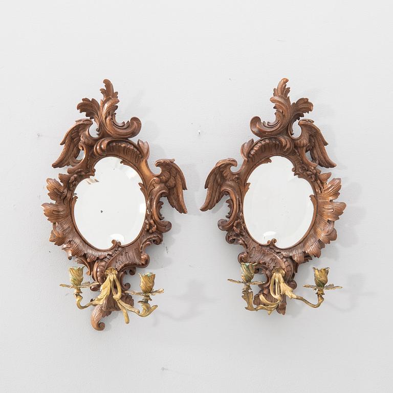 Väggappliquer ett par Louis XV-stil sent 1800-tal.