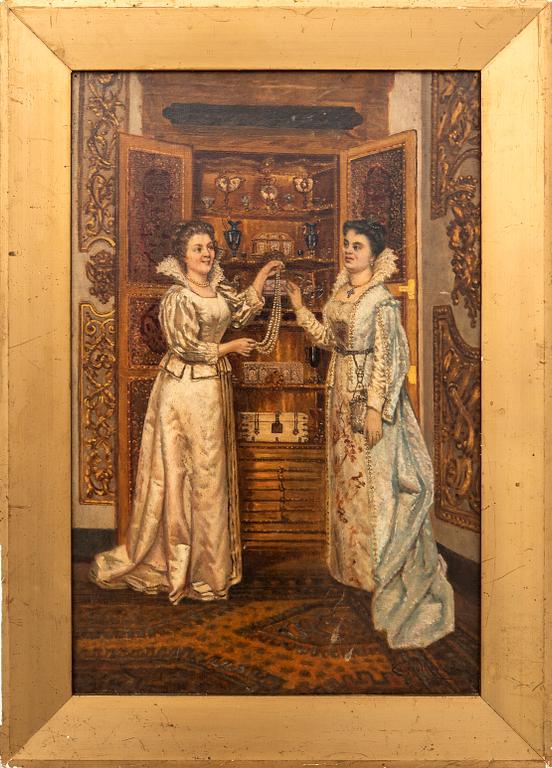 Eugene Meeks, Renaissance Interior with Two Women by a Jewelry Cabinet.