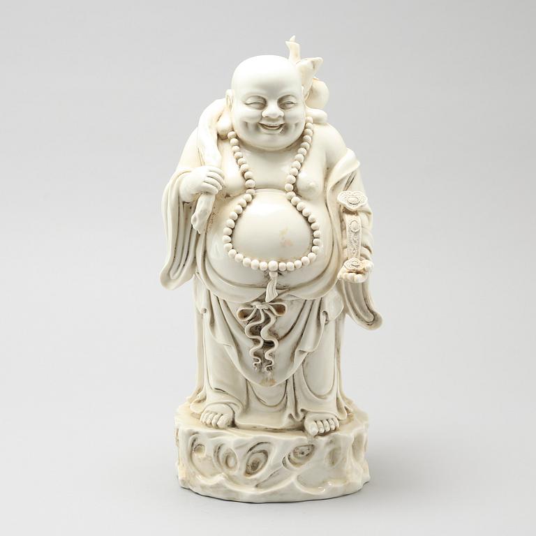 A blanc de Chine porcelian figurine of buddai, 20th Century.