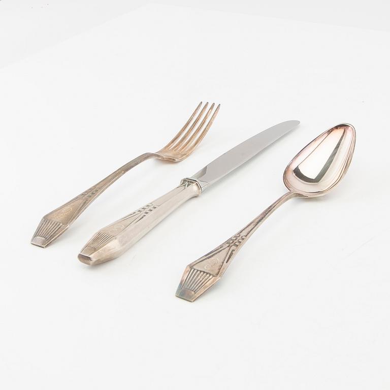 Bestick 18 dlr "Suomi" silver Auran Kultasepät, Åbo Finland 1920.