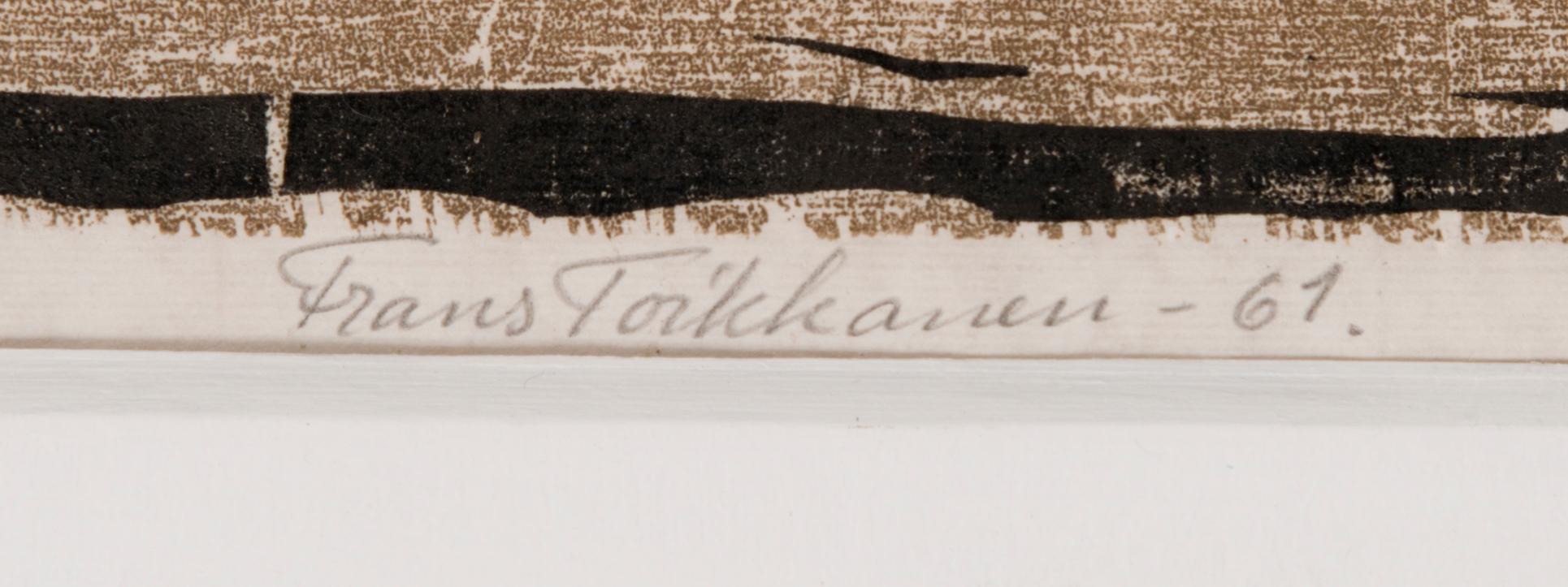 FRANS TOIKKANEN, woodcut, signed and dated -61, numbered T.p.l'a. 5/6-.