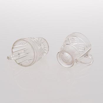 21 Russian glass punch mugs, the late 19th century.