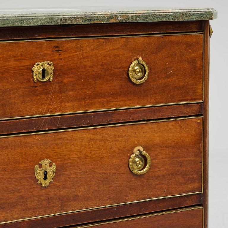 A Gustavian mahogany commode attributed to N. Dahlin (master in Stockholm 1761-87).
