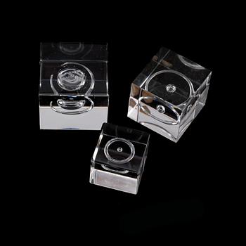 SKULPTURER, 3 st, glas, Orrefors, signerade, 1900-talets andra hälft.