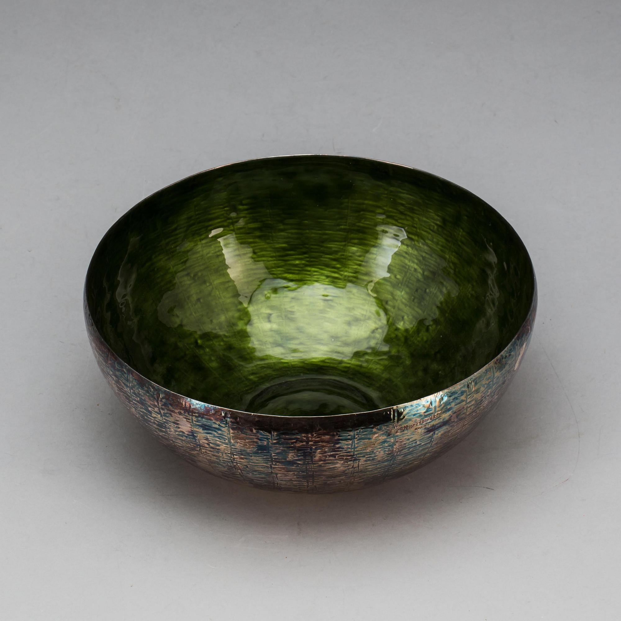 EVA HIDSTRÖM, skål, Kultakeskus, Tavastehus 1970, sterling och emalj.