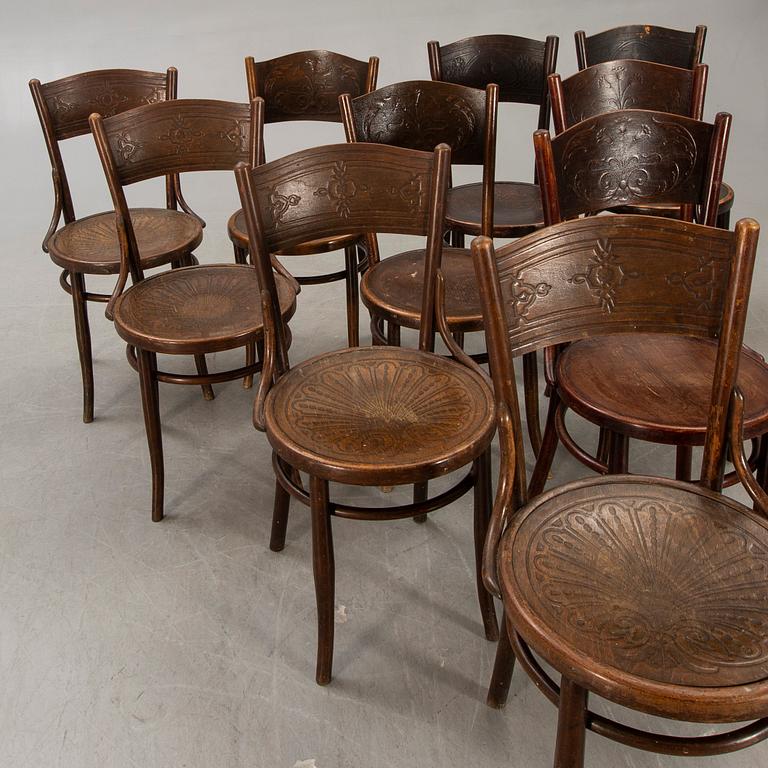 A set of 10 similar Kohn and Fischel chairs early 1900s.