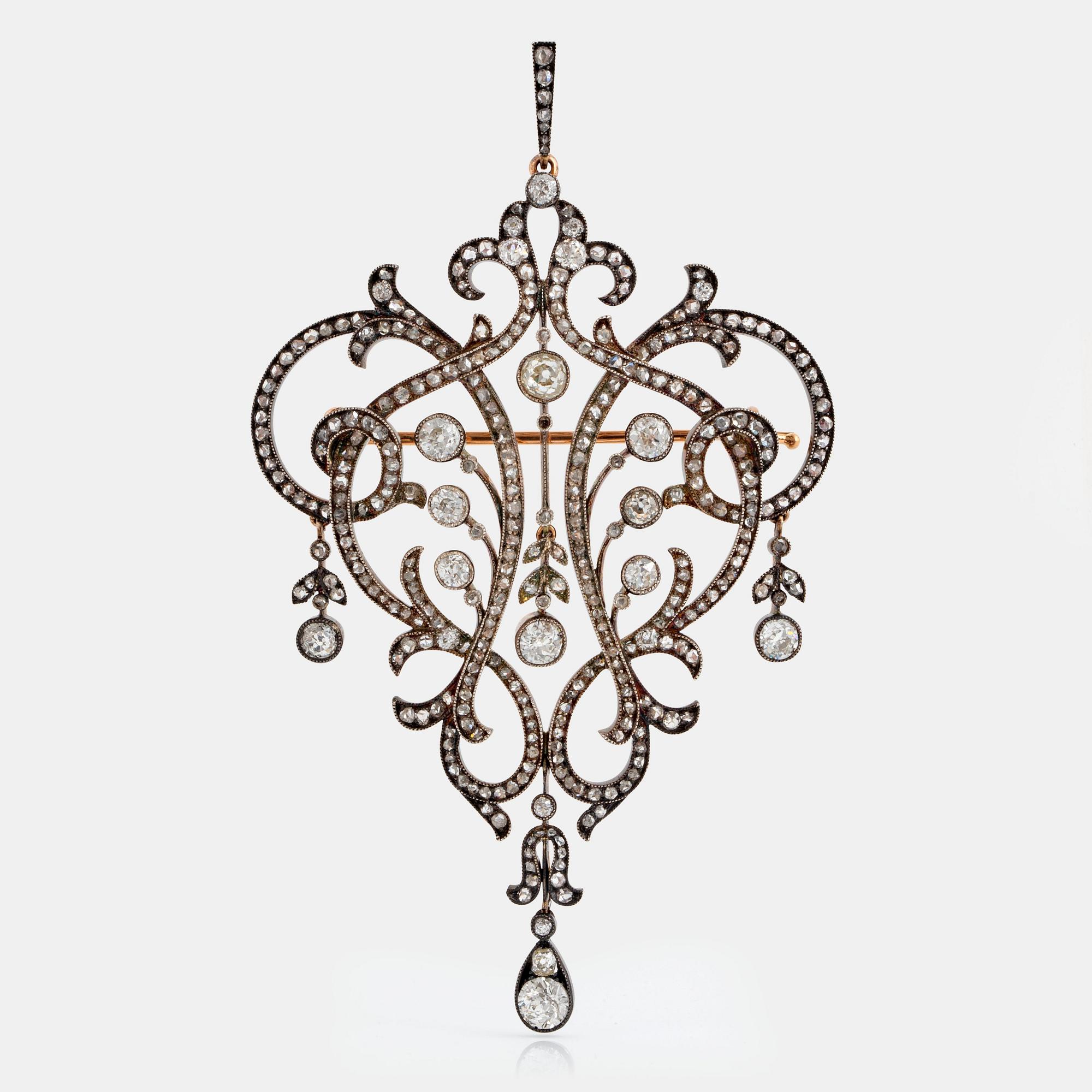 Belle époque hängsmycke/brosch, troligen Fabergé ca 1905.